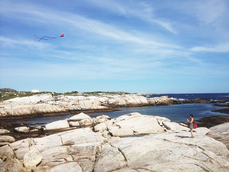 bekky O'Neil flying a kite.